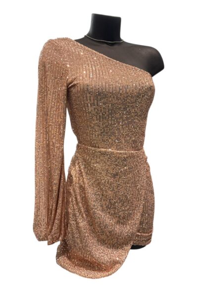 Abito monospalla full paillettes