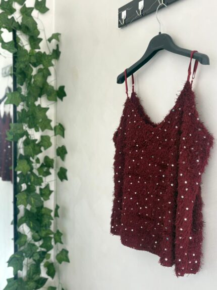 Top Fluffy con micro paillettes