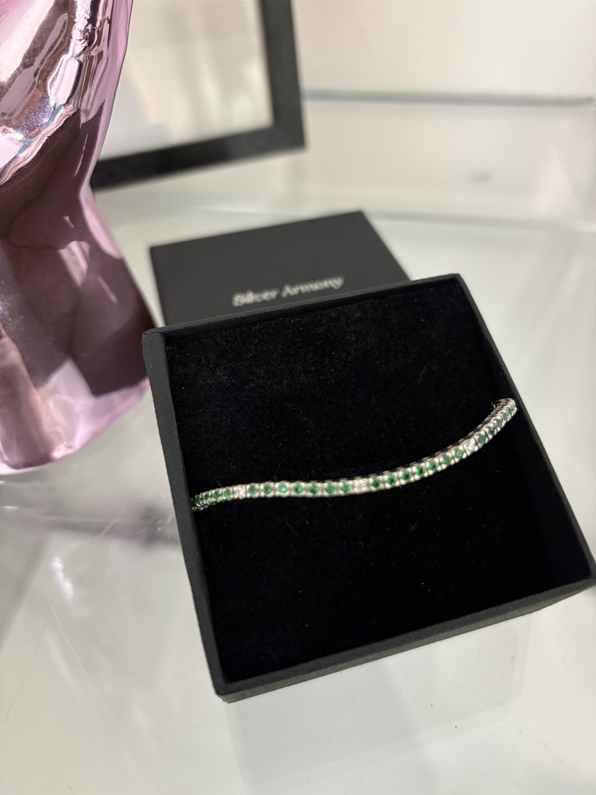 Tennis Alta bigiotteria con zirconi verdi e clear