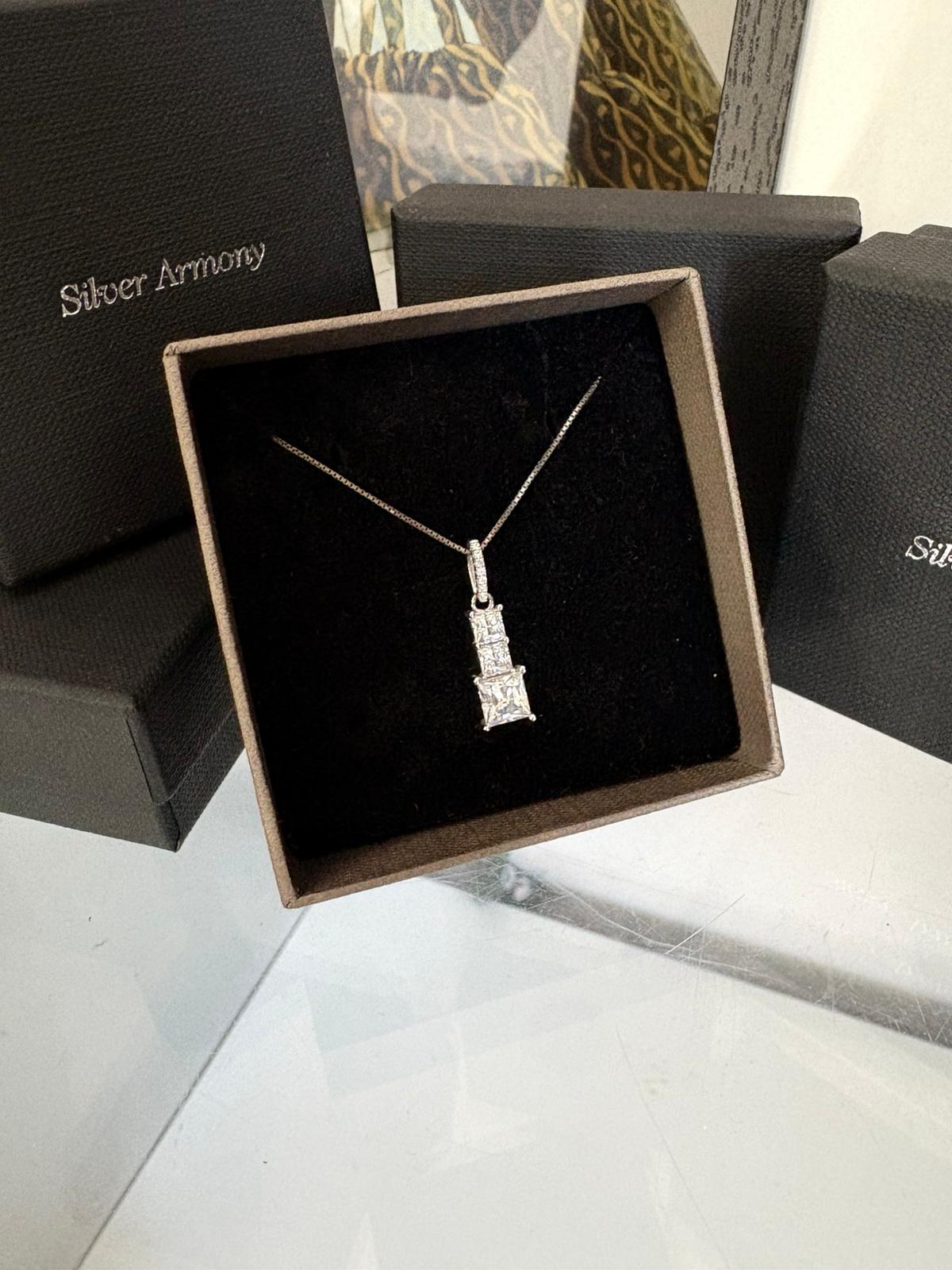 Collana Silver Armony Trilogy con zirconi - immagine 2