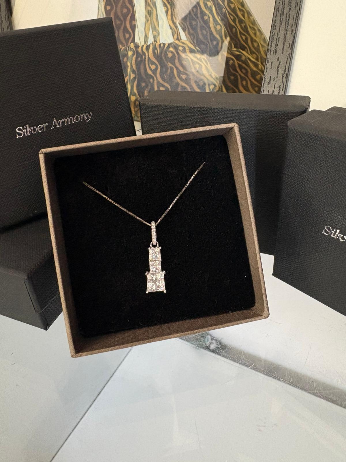 Collana Silver Armony Trilogy con zirconi - immagine 3
