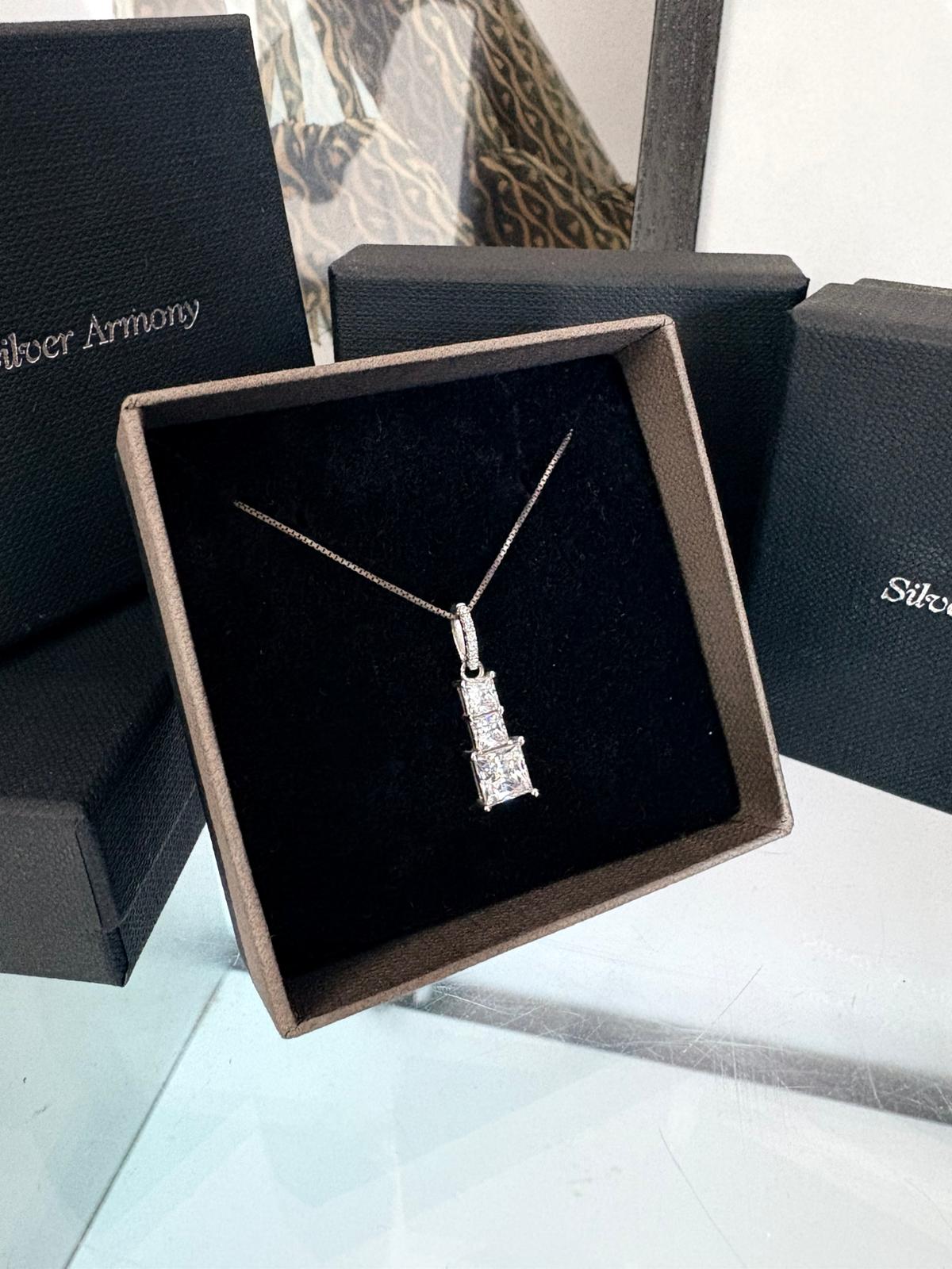 Collana Silver Armony Trilogy con zirconi