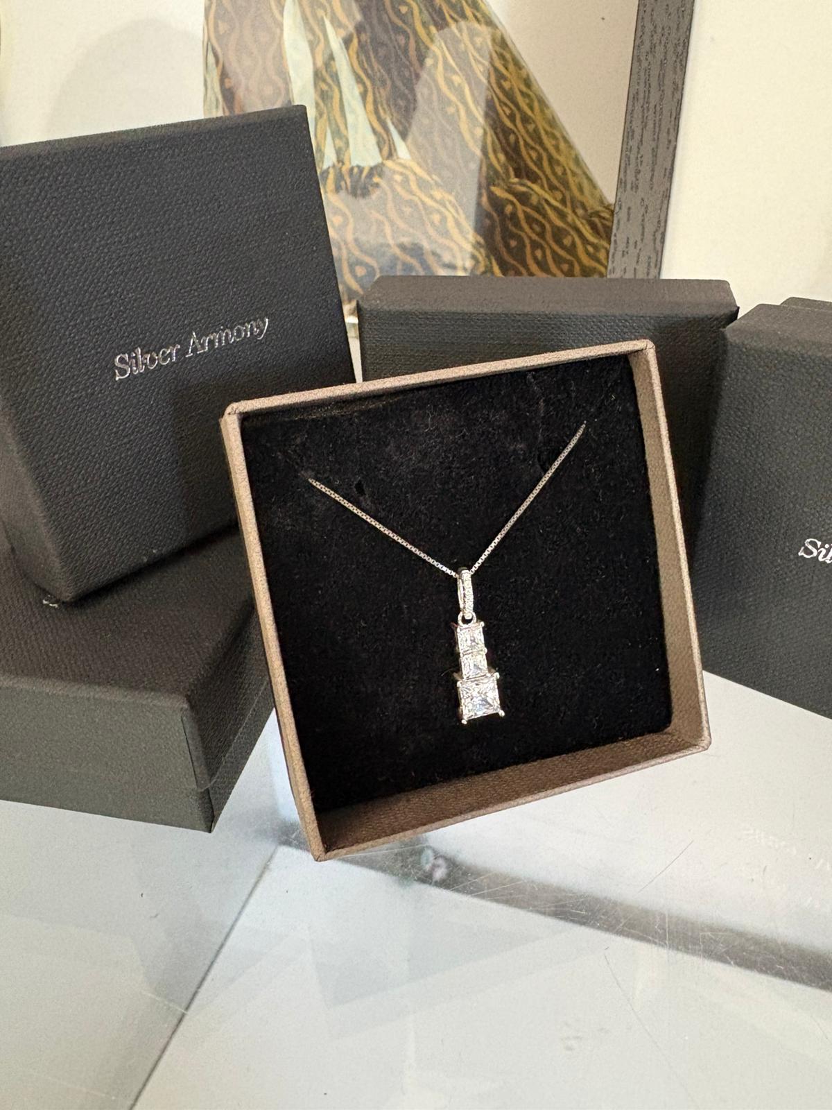 Collana Silver Armony Trilogy con zirconi - immagine 5