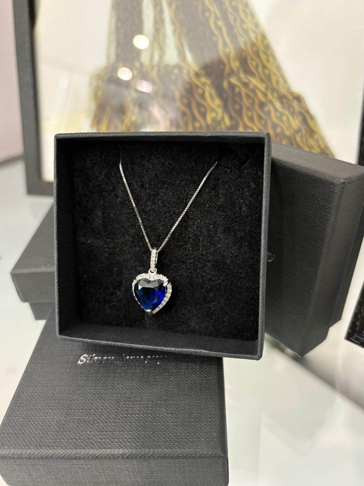 Collana silver armony Cuore Blu