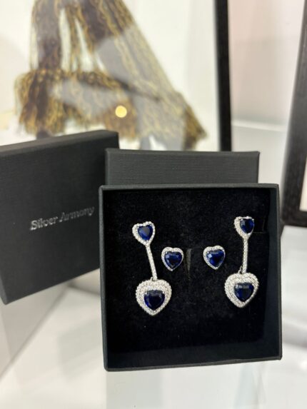 Set orecchini Cuore Blu Silver Armony