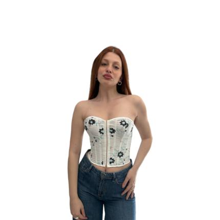 Corpetto bianco a fiori - Porcelain Muse Corset